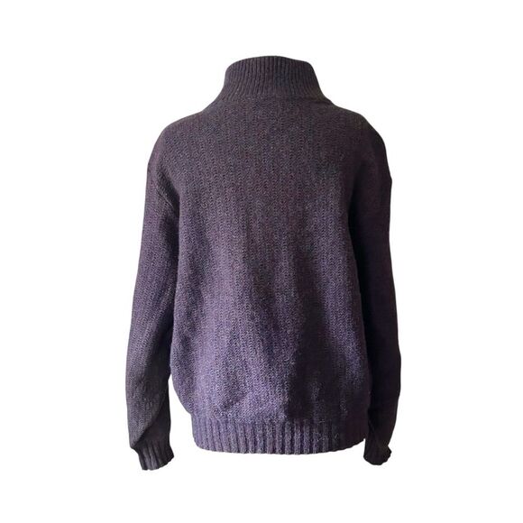 L.L. Bean Zip front Navy Blue Grey Wool Cardigan - Large - Picture 6 of 7